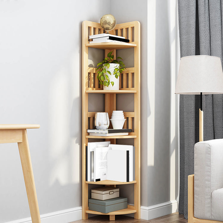 Modern Style Corner Bookshelf Solid Wood Shelf Bookcase for Home 16.5"L x 11.2"W x 59.8"H Natural Clearhalo 'Bookcases' 'furn' 'furn_bookcases' 'Furniture' 'furniture_bookcases' 'Office Furniture' 5056034