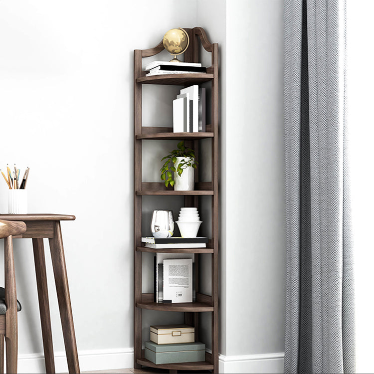 Modern Style Corner Bookshelf Solid Wood Shelf Bookcase for Home 12.2"L x 12.2"W x 65.4"H Walnut Clearhalo 'Bookcases' 'furn' 'furn_bookcases' 'Furniture' 'furniture_bookcases' 'Office Furniture' 5056037
