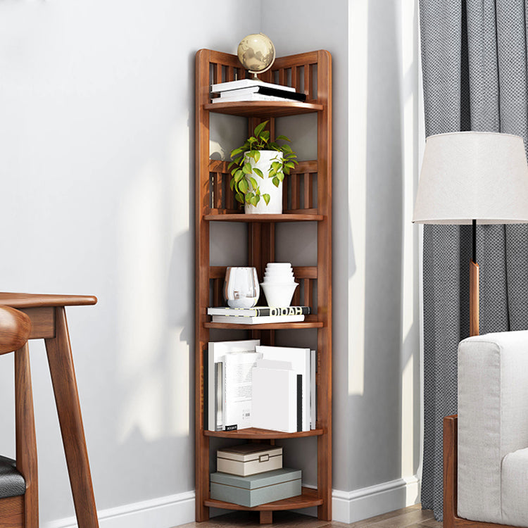 Modern Style Corner Bookshelf Solid Wood Shelf Bookcase for Home 16.5"L x 11.2"W x 59.8"H Brown Clearhalo 'Bookcases' 'furn' 'furn_bookcases' 'Furniture' 'furniture_bookcases' 'Office Furniture' 5056043
