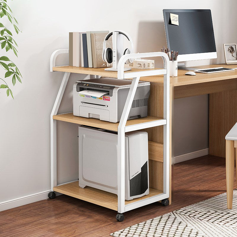 Industrial Style Wooden Bookshelf Open Home Shelf Bookcase with Caster Wheels 21.7"L x 15.7"W x 39"H Natural Clearhalo 'Bookcases' 'furn' 'furn_bookcases' 'Furniture' 'furniture_bookcases' 'Office Furniture' 5056057