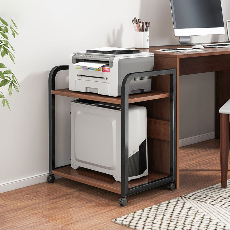 Industrial Style Wooden Bookshelf Open Home Shelf Bookcase with Caster Wheels 22"L x 16"W x 25.5"H Walnut Clearhalo 'Bookcases' 'furn' 'furn_bookcases' 'Furniture' 'furniture_bookcases' 'Office Furniture' 5056061