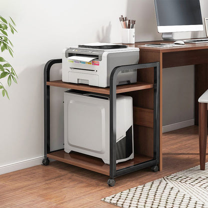 Industrial Style Wooden Bookshelf Open Home Shelf Bookcase with Caster Wheels 22"L x 16"W x 25.5"H Walnut Clearhalo 'Bookcases' 'furn' 'furn_bookcases' 'Furniture' 'furniture_bookcases' 'Office Furniture' 5056061