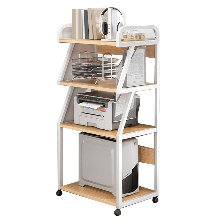 Industrial Style Wooden Bookshelf Open Home Shelf Bookcase with Caster Wheels Clearhalo 'Bookcases' 'furn' 'furn_bookcases' 'Furniture' 'furniture_bookcases' 'Office Furniture' 5056063