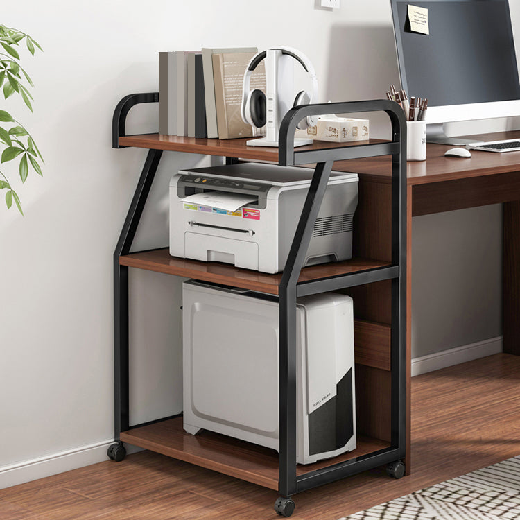 Industrial Style Wooden Bookshelf Open Home Shelf Bookcase with Caster Wheels 21.7"L x 15.7"W x 39"H Walnut Clearhalo 'Bookcases' 'furn' 'furn_bookcases' 'Furniture' 'furniture_bookcases' 'Office Furniture' 5056064