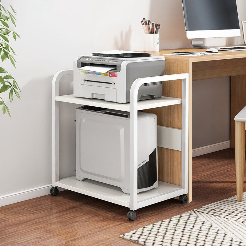 Industrial Style Wooden Bookshelf Open Home Shelf Bookcase with Caster Wheels 22"L x 16"W x 25.5"H White Clearhalo 'Bookcases' 'furn' 'furn_bookcases' 'Furniture' 'furniture_bookcases' 'Office Furniture' 5056067