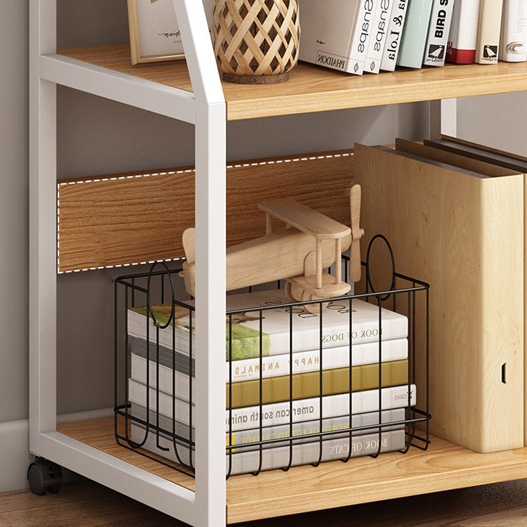 Industrial Style Wooden Bookshelf Open Home Shelf Bookcase with Caster Wheels Clearhalo 'Bookcases' 'furn' 'furn_bookcases' 'Furniture' 'furniture_bookcases' 'Office Furniture' 5056068