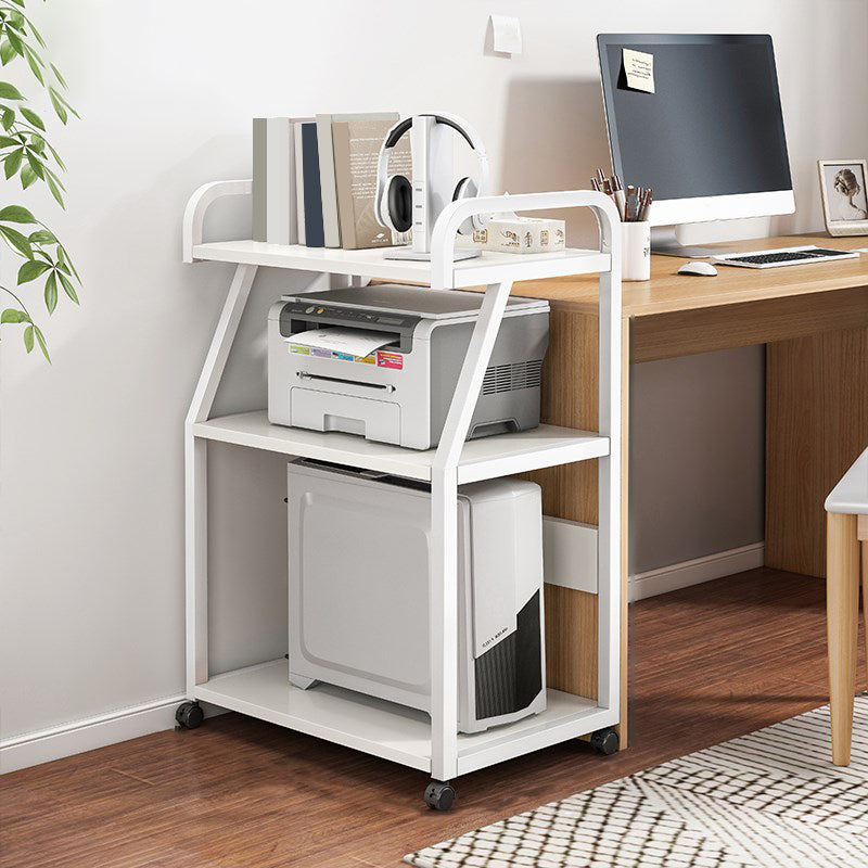 Industrial Style Wooden Bookshelf Open Home Shelf Bookcase with Caster Wheels 21.7"L x 15.7"W x 39"H White Clearhalo 'Bookcases' 'furn' 'furn_bookcases' 'Furniture' 'furniture_bookcases' 'Office Furniture' 5056069