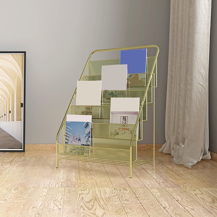 Industrial Ladder Bookcase Metal Vertical Book Shelf for Home Office Gold Clearhalo 'Bookcases' 'furn' 'furn_bookcases' 'Furniture' 'furniture_bookcases' 'Office Furniture' 5056091