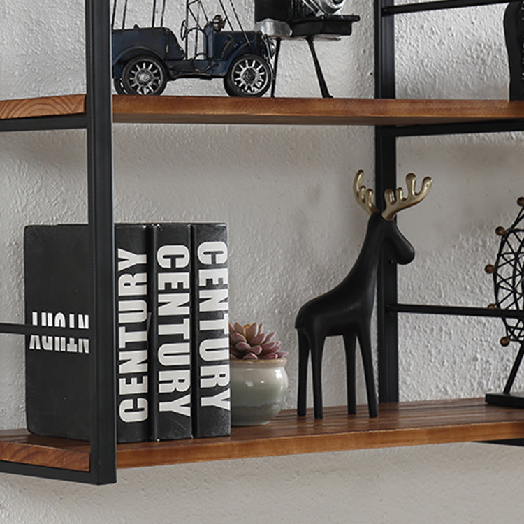 Wall Mounted Industrial Bookshelf Iron Frame Pine Wood Bookshelf for Bedroom Clearhalo 'Bookcases' 'furn' 'furn_bookcases' 'Furniture' 'furniture_bookcases' 'Office Furniture' 5056108