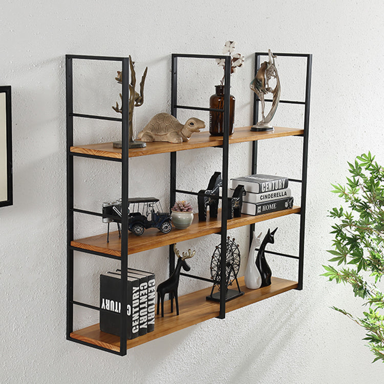 Wall Mounted Industrial Bookshelf Iron Frame Pine Wood Bookshelf for Bedroom Clearhalo 'Bookcases' 'furn' 'furn_bookcases' 'Furniture' 'furniture_bookcases' 'Office Furniture' 5056114