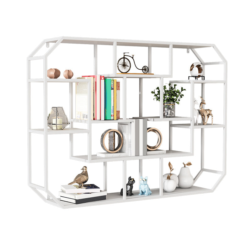 Industrial Iron Bookshelf Wall Mounted Bookshelf for Office and Family Living Room 37.4"L x 7.1"W x 27.6"H White Clearhalo 'Bookcases' 'furn' 'furn_bookcases' 'Furniture' 'furniture_bookcases' 'Office Furniture' 5056124