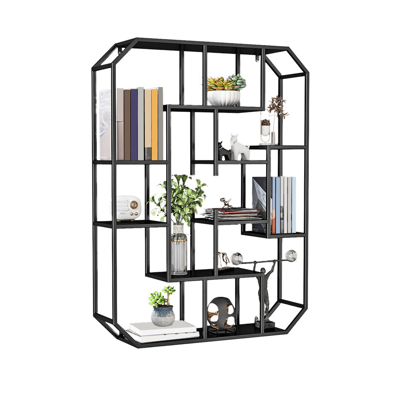 Industrial Iron Bookshelf Wall Mounted Bookshelf for Office and Family Living Room 27.6"L x 7.1"W x 37.4"H Black Clearhalo 'Bookcases' 'furn' 'furn_bookcases' 'Furniture' 'furniture_bookcases' 'Office Furniture' 5056127