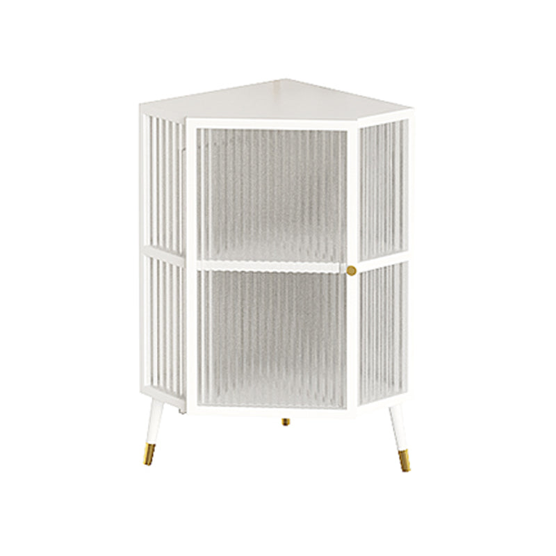 Dining Room Minimalism Buffet Server Glass Door Metal Frame Dining Server 15.7"L x 15.7"W x 29.5"H White Clearhalo 'buffet_sideboard' 'Buffets & Sideboards' 'furn' 'furn_buffet_sideboard' 'Furniture' 'furniture_buffet_sideboard' 'Kitchen & Dining Furniture' 5056141