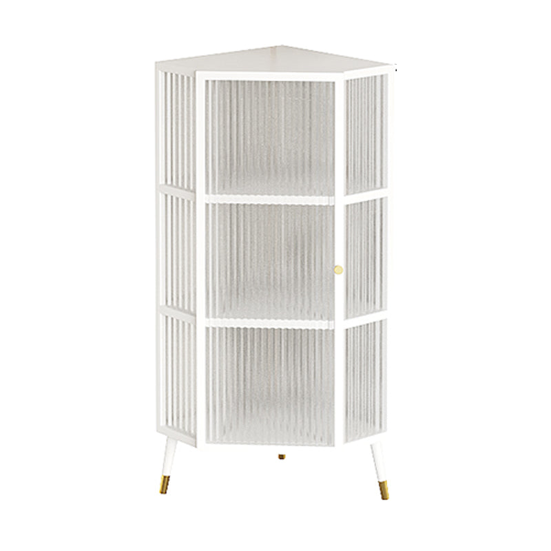 Dining Room Minimalism Buffet Server Glass Door Metal Frame Dining Server 16"L x 16"W x 41"H White Clearhalo 'buffet_sideboard' 'Buffets & Sideboards' 'furn' 'furn_buffet_sideboard' 'Furniture' 'furniture_buffet_sideboard' 'Kitchen & Dining Furniture' 5056142