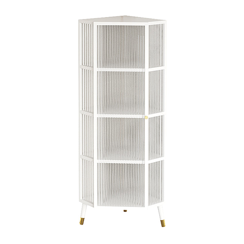 Dining Room Minimalism Buffet Server Glass Door Metal Frame Dining Server 16"L x 16"W x 53"H White Clearhalo 'buffet_sideboard' 'Buffets & Sideboards' 'furn' 'furn_buffet_sideboard' 'Furniture' 'furniture_buffet_sideboard' 'Kitchen & Dining Furniture' 5056145