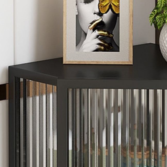 Dining Room Minimalism Buffet Server Glass Door Metal Frame Dining Server Clearhalo 'buffet_sideboard' 'Buffets & Sideboards' 'furn' 'furn_buffet_sideboard' 'Furniture' 'furniture_buffet_sideboard' 'Kitchen & Dining Furniture' 5056150