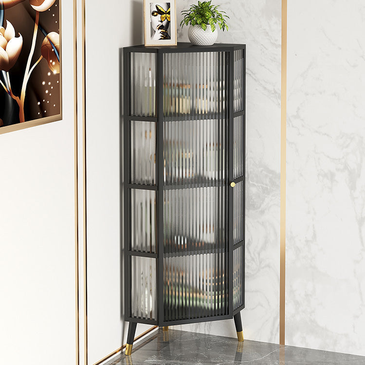 Dining Room Minimalism Buffet Server Glass Door Metal Frame Dining Server Clearhalo 'buffet_sideboard' 'Buffets & Sideboards' 'furn' 'furn_buffet_sideboard' 'Furniture' 'furniture_buffet_sideboard' 'Kitchen & Dining Furniture' 5056155