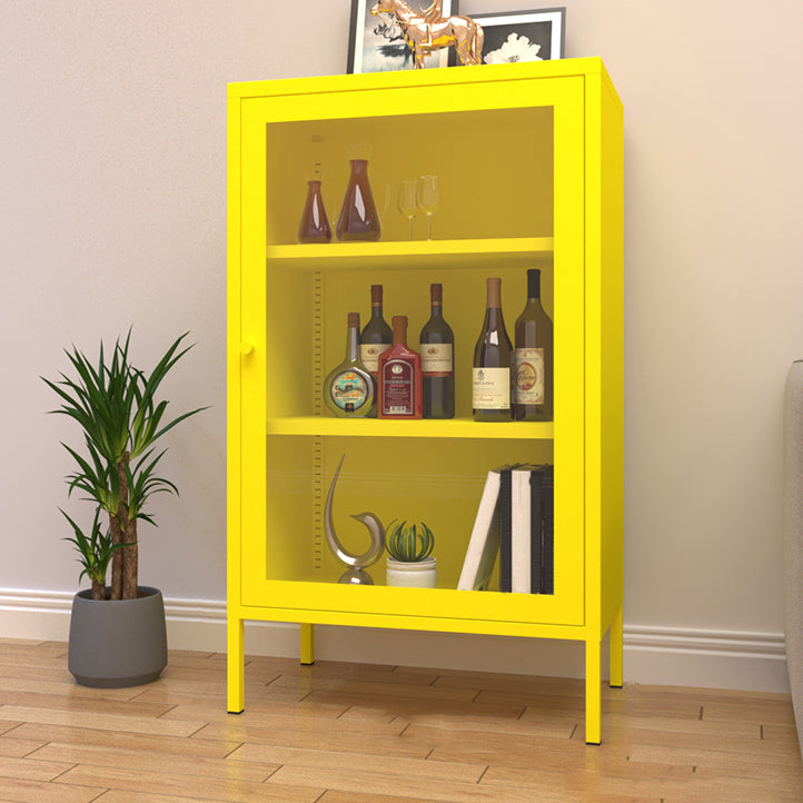 Door Steel Sideboard Modern Server Cabinet with Storage for Dining Room 24"L x 16"W x 40"H Yellow Clearhalo 'buffet_sideboard' 'Buffets & Sideboards' 'furn' 'furn_buffet_sideboard' 'Furniture' 'furniture_buffet_sideboard' 'Kitchen & Dining Furniture' 5056207