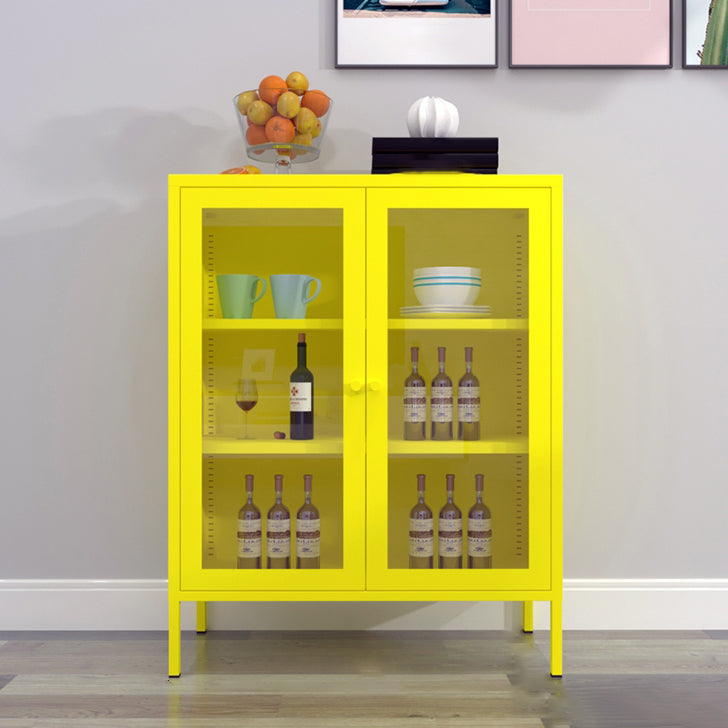 Door Steel Sideboard Modern Server Cabinet with Storage for Dining Room 31"L x 16"W x 40"H Yellow Clearhalo 'buffet_sideboard' 'Buffets & Sideboards' 'furn' 'furn_buffet_sideboard' 'Furniture' 'furniture_buffet_sideboard' 'Kitchen & Dining Furniture' 5056209