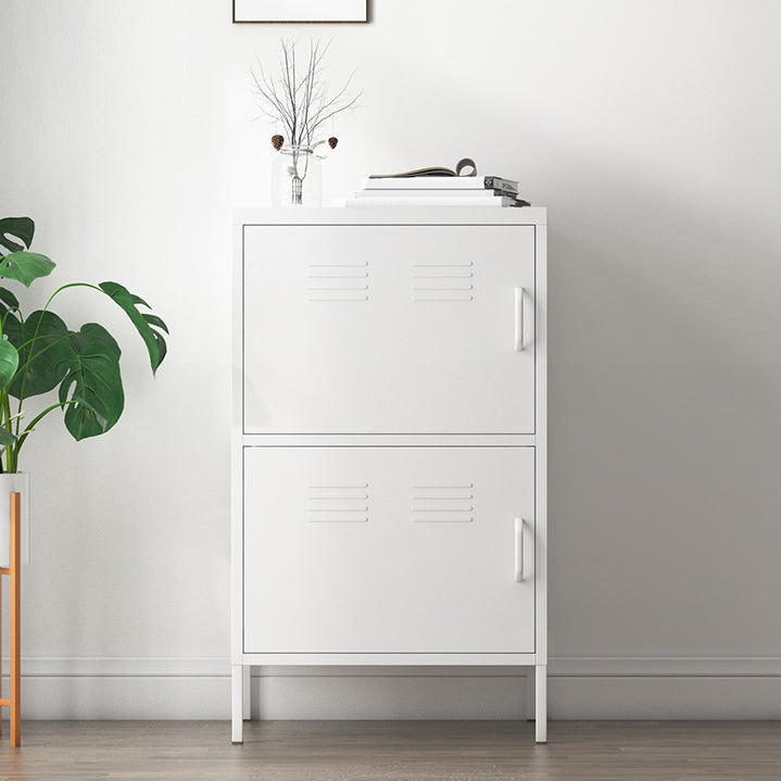 Door Steel Sideboard Modern Server Cabinet with Storage for Dining Room 24"L x 16"W x 40"H Gloss White Clearhalo 'buffet_sideboard' 'Buffets & Sideboards' 'furn' 'furn_buffet_sideboard' 'Furniture' 'furniture_buffet_sideboard' 'Kitchen & Dining Furniture' 5056210