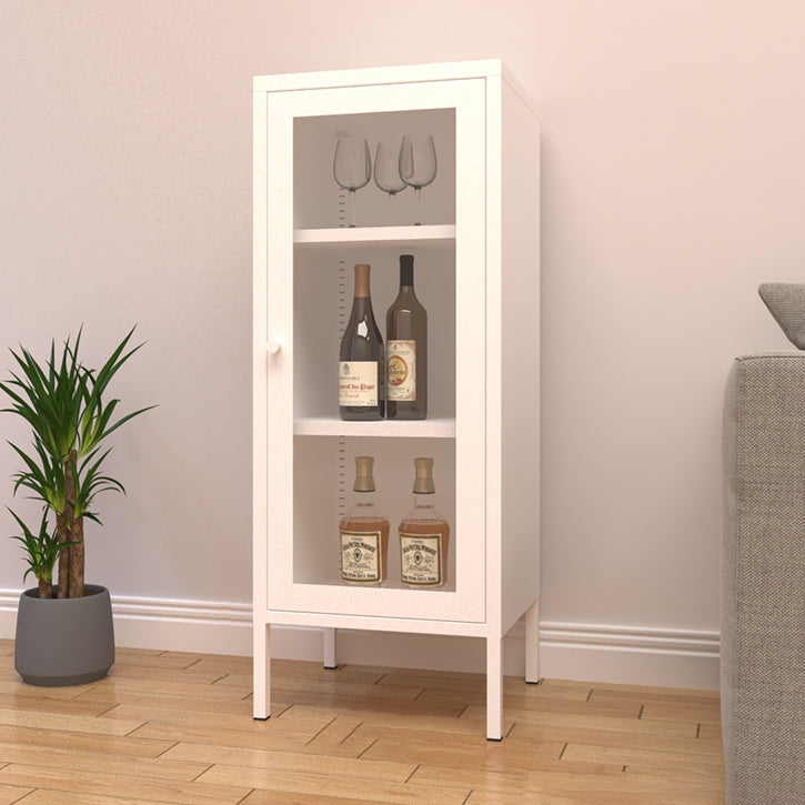 Door Steel Sideboard Modern Server Cabinet with Storage for Dining Room 16"L x 16"W x 40"H White Clearhalo 'buffet_sideboard' 'Buffets & Sideboards' 'furn' 'furn_buffet_sideboard' 'Furniture' 'furniture_buffet_sideboard' 'Kitchen & Dining Furniture' 5056213