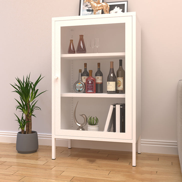 Door Steel Sideboard Modern Server Cabinet with Storage for Dining Room 24"L x 16"W x 40"H White Clearhalo 'buffet_sideboard' 'Buffets & Sideboards' 'furn' 'furn_buffet_sideboard' 'Furniture' 'furniture_buffet_sideboard' 'Kitchen & Dining Furniture' 5056215