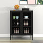 Door Steel Sideboard Modern Server Cabinet with Storage for Dining Room 31"L x 16"W x 40"H Black Clearhalo 'buffet_sideboard' 'Buffets & Sideboards' 'furn' 'furn_buffet_sideboard' 'Furniture' 'furniture_buffet_sideboard' 'Kitchen & Dining Furniture' 5056222