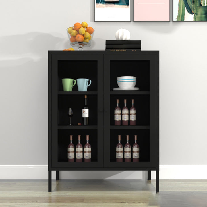 Door Steel Sideboard Modern Server Cabinet with Storage for Dining Room 31"L x 16"W x 40"H Black Clearhalo 'buffet_sideboard' 'Buffets & Sideboards' 'furn' 'furn_buffet_sideboard' 'Furniture' 'furniture_buffet_sideboard' 'Kitchen & Dining Furniture' 5056222