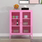 Door Steel Sideboard Modern Server Cabinet with Storage for Dining Room 31"L x 16"W x 40"H Pink Clearhalo 'buffet_sideboard' 'Buffets & Sideboards' 'furn' 'furn_buffet_sideboard' 'Furniture' 'furniture_buffet_sideboard' 'Kitchen & Dining Furniture' 5056225