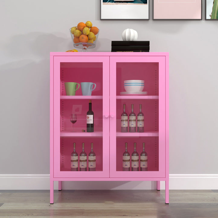 Door Steel Sideboard Modern Server Cabinet with Storage for Dining Room 31"L x 16"W x 40"H Pink Clearhalo 'buffet_sideboard' 'Buffets & Sideboards' 'furn' 'furn_buffet_sideboard' 'Furniture' 'furniture_buffet_sideboard' 'Kitchen & Dining Furniture' 5056225
