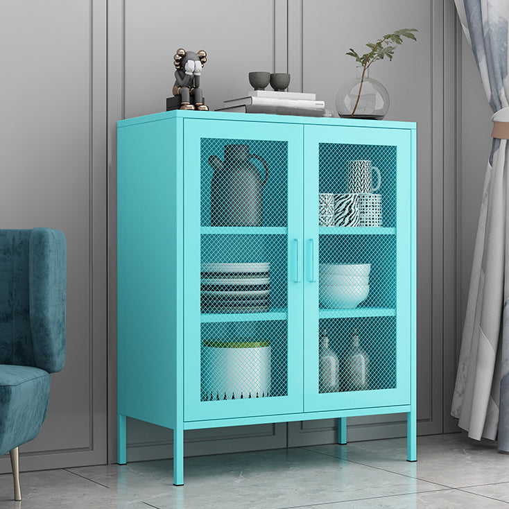 31.5"L Steel Sideboard Modern Server Cabinet with Storage for Dining Room Light Blue Clearhalo 'buffet_sideboard' 'Buffets & Sideboards' 'furn' 'furn_buffet_sideboard' 'Furniture' 'furniture_buffet_sideboard' 'Kitchen & Dining Furniture' 5056231