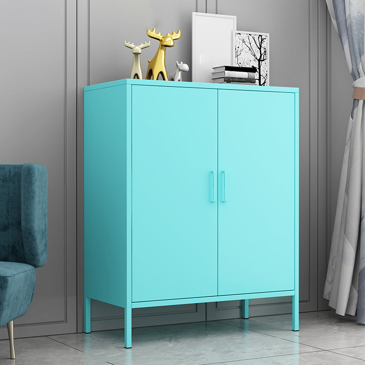 31.5"L Steel Sideboard Modern Server Cabinet with Storage for Dining Room Blue Clearhalo 'buffet_sideboard' 'Buffets & Sideboards' 'furn' 'furn_buffet_sideboard' 'Furniture' 'furniture_buffet_sideboard' 'Kitchen & Dining Furniture' 5056232
