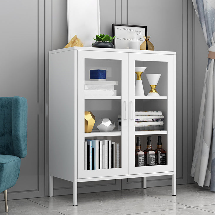 31.5"L Steel Sideboard Modern Server Cabinet with Storage for Dining Room Textured White Clearhalo 'buffet_sideboard' 'Buffets & Sideboards' 'furn' 'furn_buffet_sideboard' 'Furniture' 'furniture_buffet_sideboard' 'Kitchen & Dining Furniture' 5056233