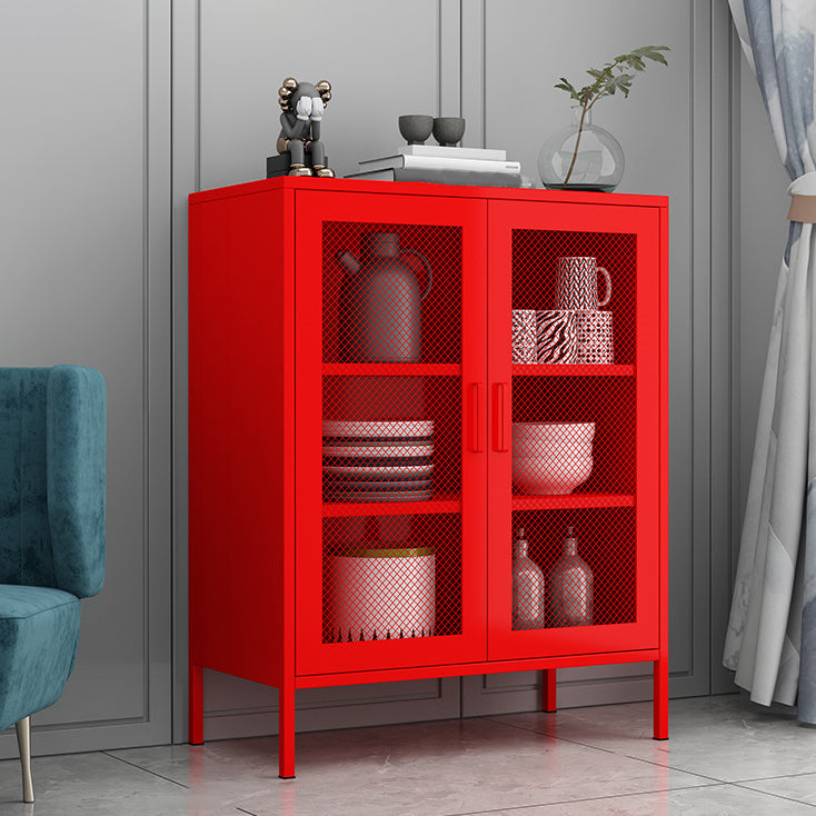 31.5"L Steel Sideboard Modern Server Cabinet with Storage for Dining Room Red Clearhalo 'buffet_sideboard' 'Buffets & Sideboards' 'furn' 'furn_buffet_sideboard' 'Furniture' 'furniture_buffet_sideboard' 'Kitchen & Dining Furniture' 5056235