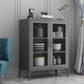 31.5"L Steel Sideboard Modern Server Cabinet with Storage for Dining Room Light Gray Clearhalo 'buffet_sideboard' 'Buffets & Sideboards' 'furn' 'furn_buffet_sideboard' 'Furniture' 'furniture_buffet_sideboard' 'Kitchen & Dining Furniture' 5056236
