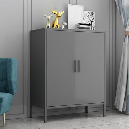 31.5"L Steel Sideboard Modern Server Cabinet with Storage for Dining Room Grey Clearhalo 'buffet_sideboard' 'Buffets & Sideboards' 'furn' 'furn_buffet_sideboard' 'Furniture' 'furniture_buffet_sideboard' 'Kitchen & Dining Furniture' 5056239