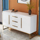 Artificial Wood Dining Room Sideboard Cabinet Glam Credenza with Drawer and Storage Textured White Clearhalo 'buffet_sideboard' 'Buffets & Sideboards' 'furn' 'furn_buffet_sideboard' 'Furniture' 'furniture_buffet_sideboard' 'Kitchen & Dining Furniture' 5056288