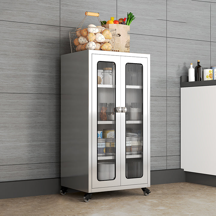 Steel Kitchen Sideboard Cabinet Modern Server Cabinet with Storage for Home https: res.litfad.com site img item 2022 06 1200x1200.jpg Vertical Glass Clearhalo 'buffet_sideboard' 'Buffets & Sideboards' 'furn' 'furn_buffet_sideboard' 'Furniture' 'furniture_buffet_sideboard' 'Kitchen & Dining Furniture' 5056297