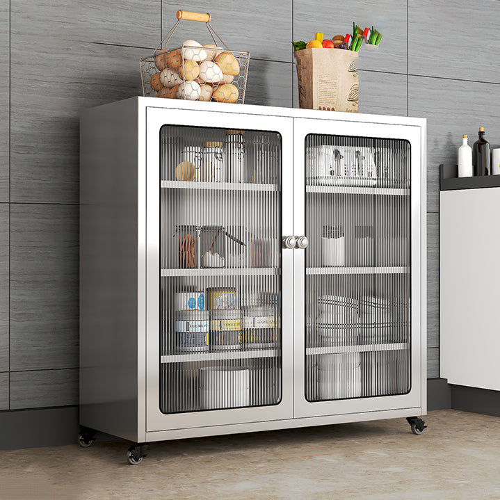 Steel Kitchen Sideboard Cabinet Modern Server Cabinet with Storage for Home https: res.litfad.com site img item 2022 06 1200x1200.jpg Vertical Glass Clearhalo 'buffet_sideboard' 'Buffets & Sideboards' 'furn' 'furn_buffet_sideboard' 'Furniture' 'furniture_buffet_sideboard' 'Kitchen & Dining Furniture' 5056300