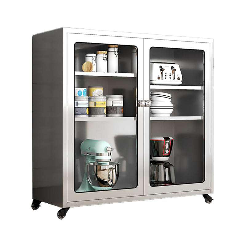 Steel Kitchen Sideboard Cabinet Modern Server Cabinet with Storage for Home https: res.litfad.com site img item 2022 06 1200x1200.jpg Tempered Glass Clearhalo 'buffet_sideboard' 'Buffets & Sideboards' 'furn' 'furn_buffet_sideboard' 'Furniture' 'furniture_buffet_sideboard' 'Kitchen & Dining Furniture' 5056305