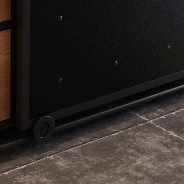 Modern Dining Room Credenza Sliding Doors Metal and Wood Buffet in Black Clearhalo 'buffet_sideboard' 'Buffets & Sideboards' 'furn' 'furn_buffet_sideboard' 'Furniture' 'furniture_buffet_sideboard' 'Kitchen & Dining Furniture' 5056324