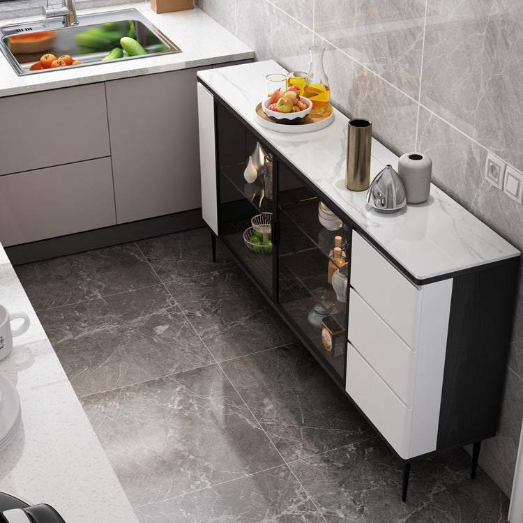 3-Drawer Engineered Wood Sideboard Modern Adjustable Shelving Credenza Clearhalo 'buffet_sideboard' 'Buffets & Sideboards' 'furn' 'furn_buffet_sideboard' 'Furniture' 'furniture_buffet_sideboard' 'Kitchen & Dining Furniture' 5056337