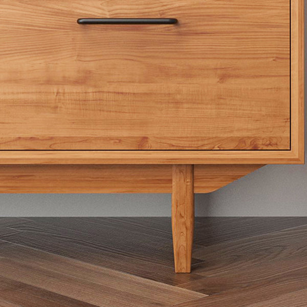 Pine Wood Buffet Table 3 Drawer 4 Glass Doors Simple Style Cupboard for Kitchen Clearhalo 'buffet_sideboard' 'Buffets & Sideboards' 'furn' 'furn_buffet_sideboard' 'Furniture' 'furniture_buffet_sideboard' 'Kitchen & Dining Furniture' 5056355