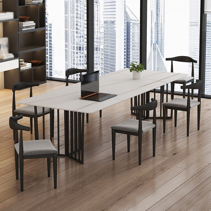 Home Office Writing Table Simplicity Curved Shaped Working Desk Black White Clearhalo 'furn' 'furn_office_desk' 'Furniture' 'furniture_office_desk' 'Office Desks' 'Office Furniture' 'office_desk' 5056381