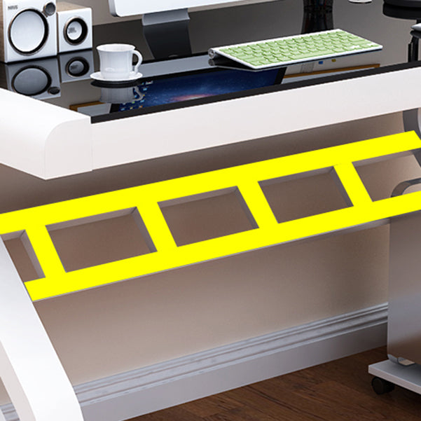 Toughened Glass Desktop Computer Desk Rectangular Modern Desk with Cable Management Clearhalo 'furn' 'furn_office_desk' 'Furniture' 'furniture_office_desk' 'Office Desks' 'Office Furniture' 'office_desk' 5056436
