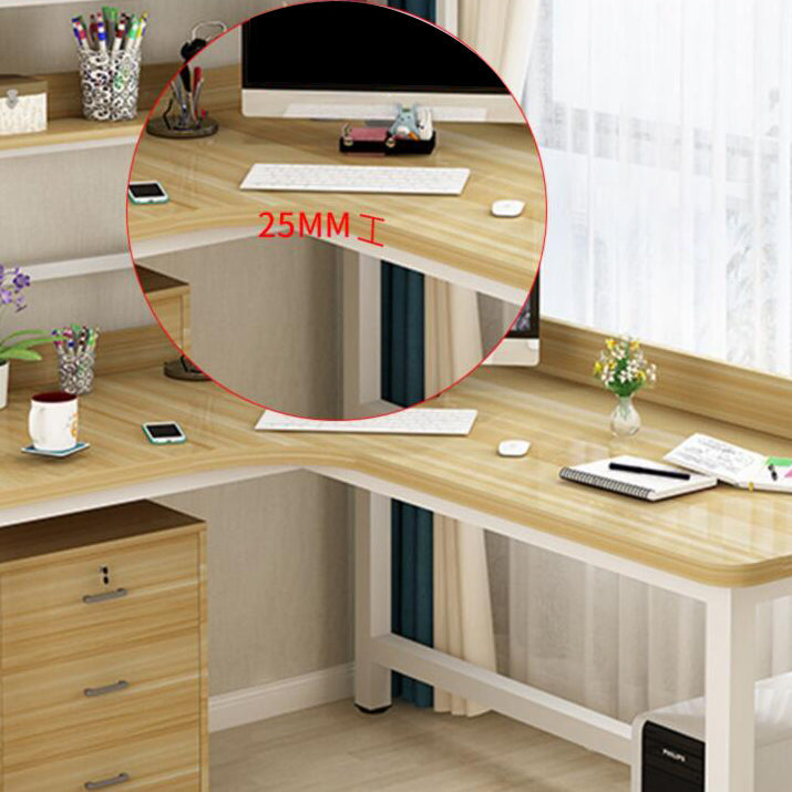 Corner Manufactured Wood Writing Desk Modern H-Shape Base Desk with Shelf Clearhalo 'furn' 'furn_office_desk' 'Furniture' 'furniture_office_desk' 'Office Desks' 'Office Furniture' 'office_desk' 5056463
