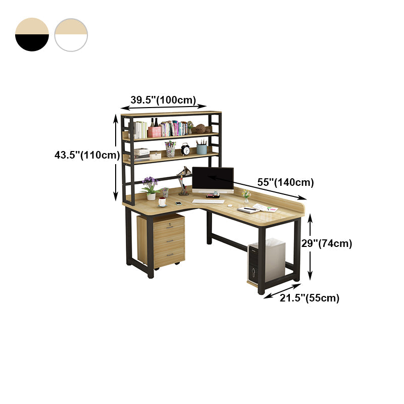 Corner Manufactured Wood Writing Desk Modern H-Shape Base Desk with Shelf Clearhalo 'furn' 'furn_office_desk' 'Furniture' 'furniture_office_desk' 'Office Desks' 'Office Furniture' 'office_desk' 5056468