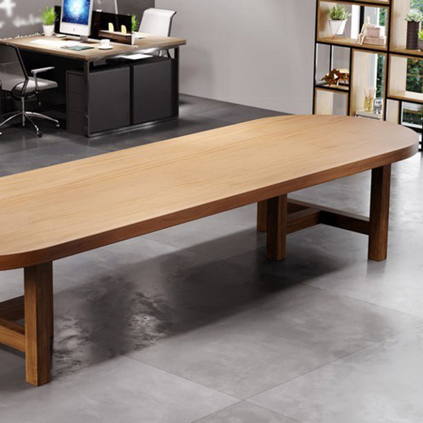 Solid Wood Oval Meeting Table Fixed Home Office Simplicity Writing Desk Clearhalo 'furn' 'furn_office_desk' 'Furniture' 'furniture_office_desk' 'Office Desks' 'Office Furniture' 'office_desk' 5056479