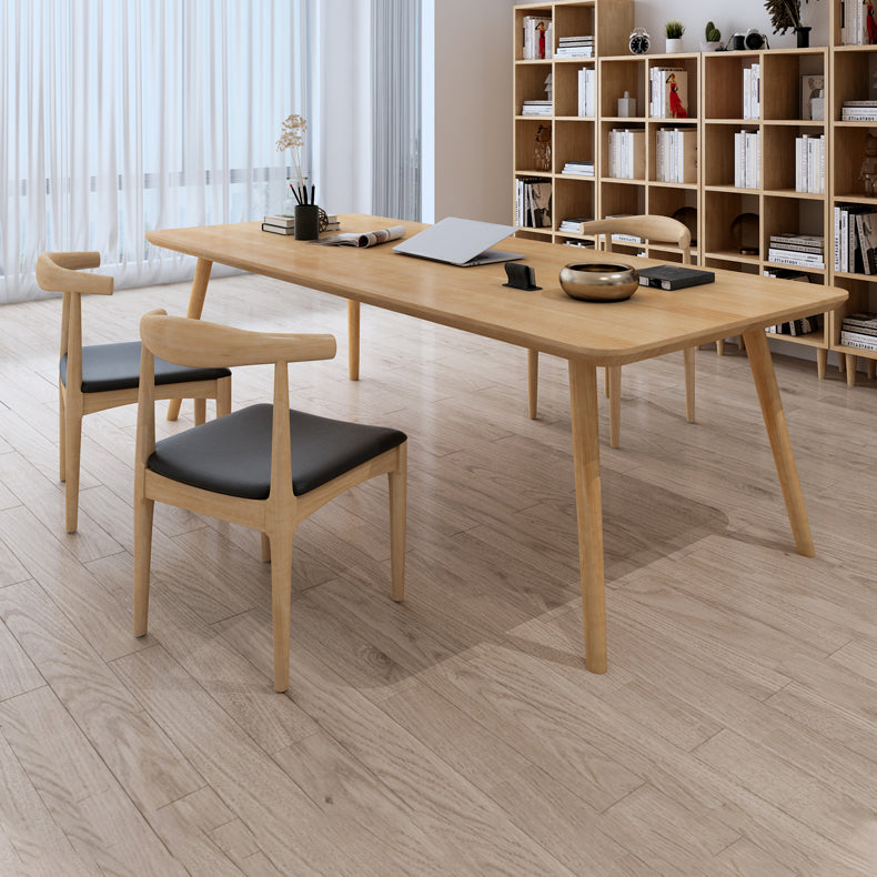 Modern Style Curved Office Desk Solid Wood Parsons Home Use Desk Clearhalo 'furn' 'furn_office_desk' 'Furniture' 'furniture_office_desk' 'Office Desks' 'Office Furniture' 'office_desk' 5056489