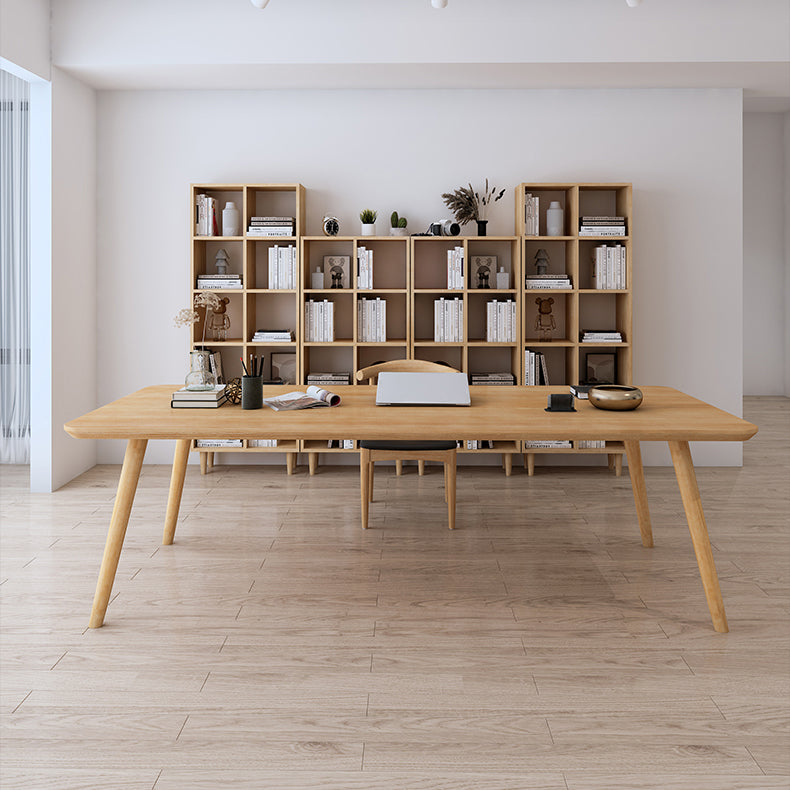 Modern Style Curved Office Desk Solid Wood Parsons Home Use Desk Clearhalo 'furn' 'furn_office_desk' 'Furniture' 'furniture_office_desk' 'Office Desks' 'Office Furniture' 'office_desk' 5056492